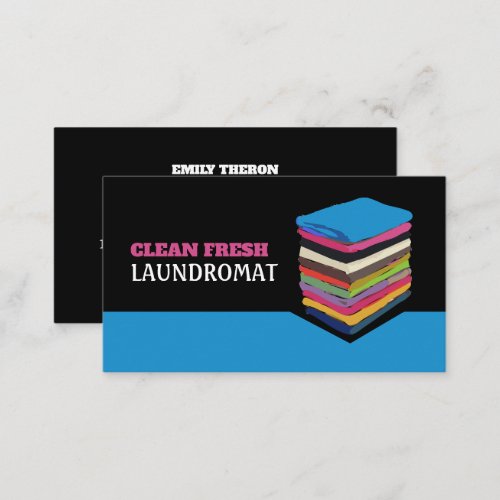 Folded Clothes Laundromat Cleaning Service Business Card
