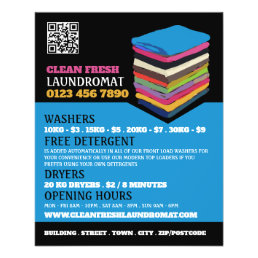 Folded Clothes, Laundromat, Cleaning Service Flyer