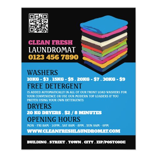 Folded Clothes Laundromat Cleaning Service Flyer