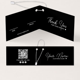 Folded Clothing QR Code Black Hang Tag Card