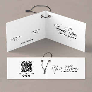 Folded Clothing QR Code White Hang Tag Card