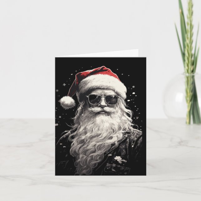 Folded Cool Santa Christmas Card (Front)