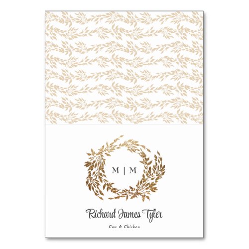 Folded DIY Classic Monogram Gold Crest Place Cards