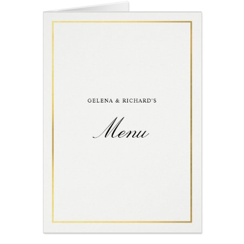 Folded Elegant Gold Wedding Menu