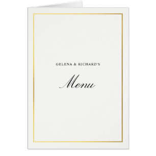 Folded Elegant Gold Wedding Menu Cards