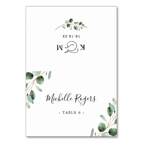Folded Eucalyptus Greenery Wedding Place Cards