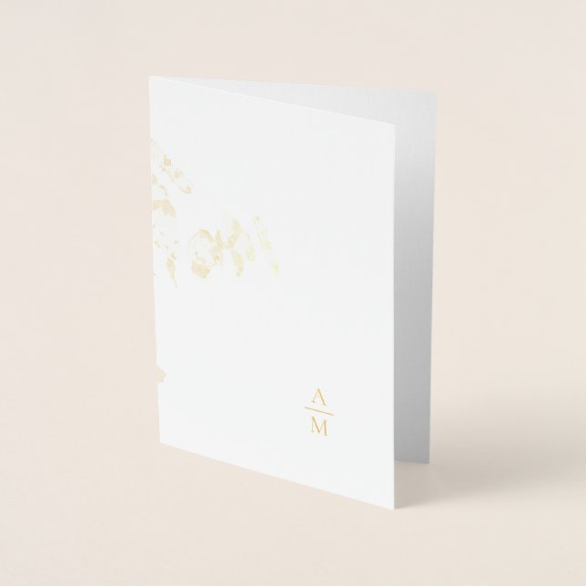 Folded Eucalyptus Wedding Gold Foil Invitation (Front)
