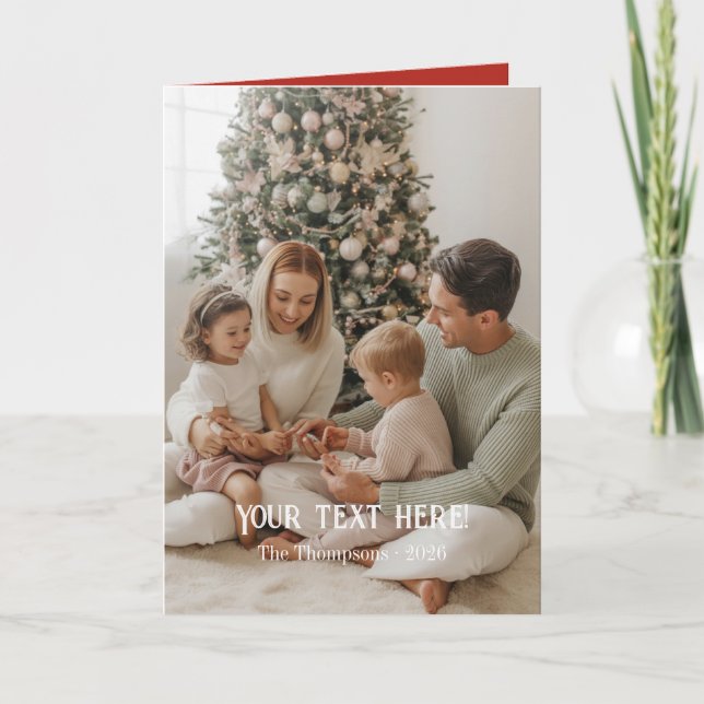 Folded Family Christmas Photo Holiday Card (Front)