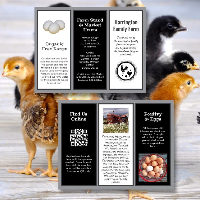 Folded Farm Business Black and White Brochure Flyer (Creator Uploaded)