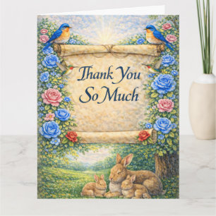 Folded Floral Thank You Card with Scripture