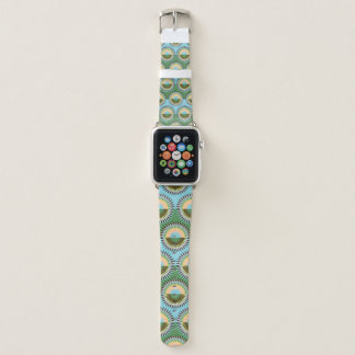 Folded flowers: retro blue-green pattern. apple watch band