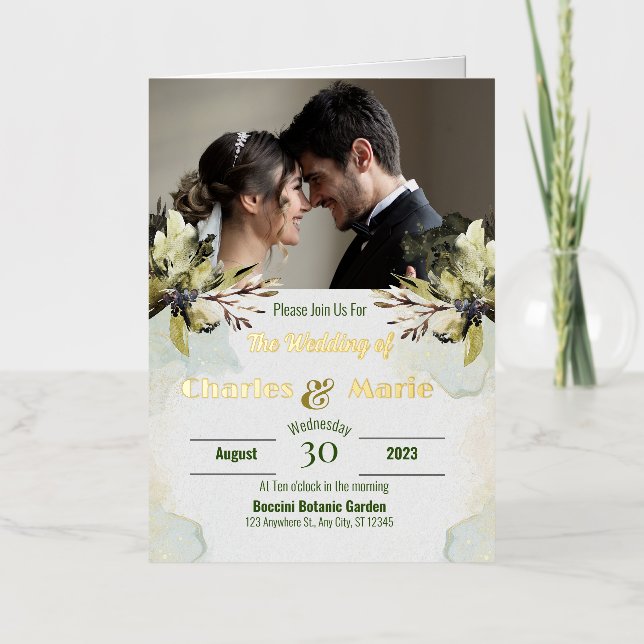 Folded Foil Wedding Invitation Card (Front)