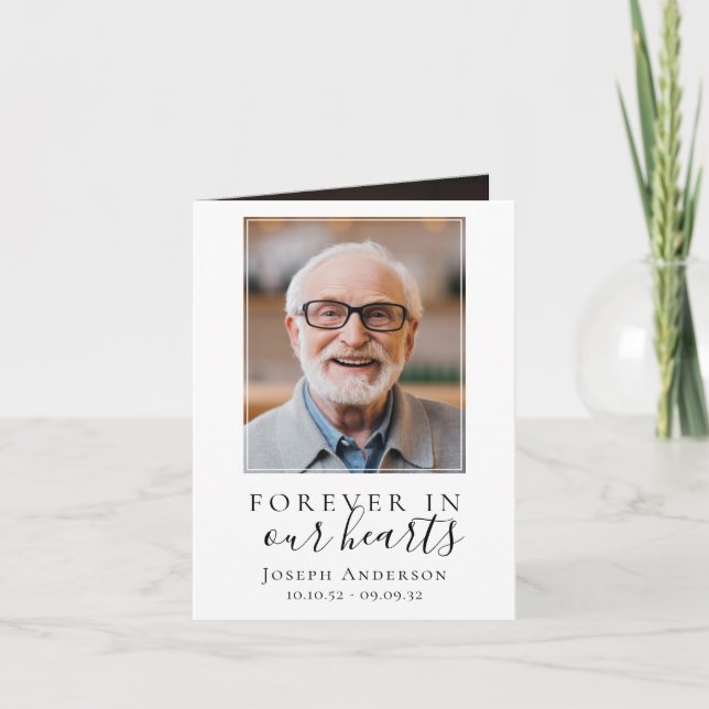 Folded Forever in Our Hearts Memorial Prayer Card (Front)