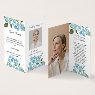 Folded Forget me not Photo Funeral Prayer Card