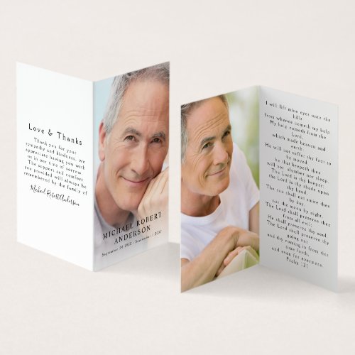 Folded Full Photo Memorial Prayer Card