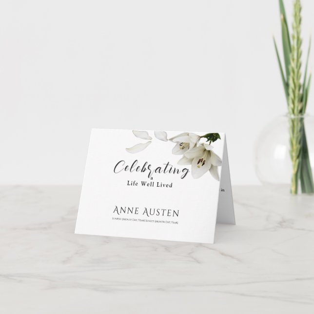 Folded Funeral Thank You Card - Editable  (Front)