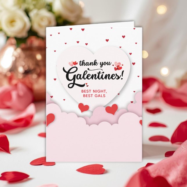 Folded Galentine's  Letterpress Thank You Card (Galentines Thank You Card for your besties.)
