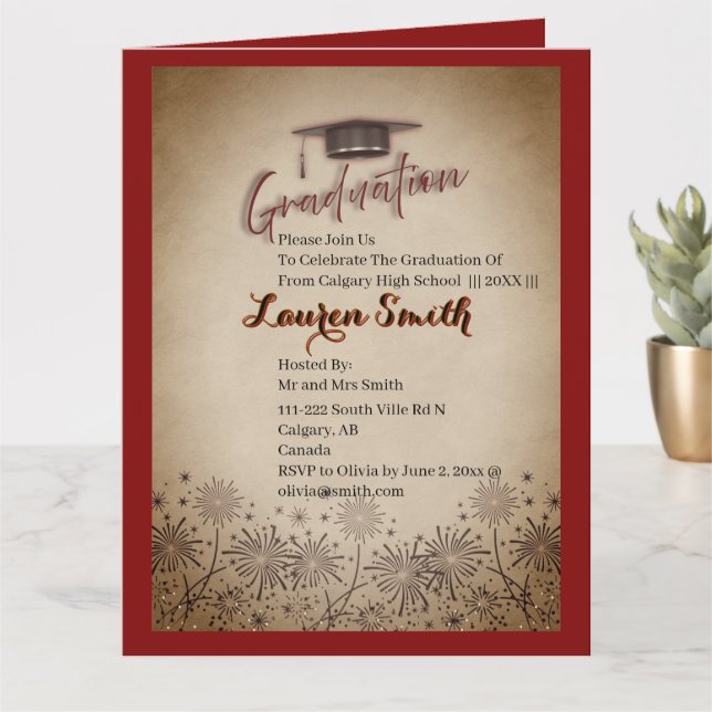 Folded Graduation Party Invitation (Small Plant)