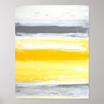 'folded' Gray And Yellow Abstract Art Poster by T30Gallery at Zazzle