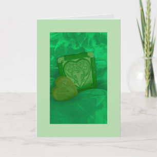 Folded green hearts March Birthday Card