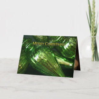 Folded Green Mercury Glass Ornament Christmas Card