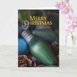 Folded Green Wooden Bulb Christmas Card
