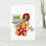 Folded Greeting Card<br><div class="desc">"As long as you outshine your candles, you're okay!" This vibrant lady in glittering jewels and sunglasses holds a birthday cake with lots of candles. Perfect card for a friend experiencing a birthday she'd rather forget. Inside message can be deleted to substitute your own personalized message. You won't find this...</div>