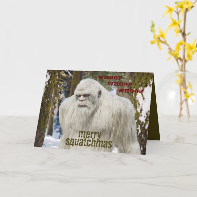 Folded Greeting Card bigfoot,sasquatch,squatching (Yellow Flower)