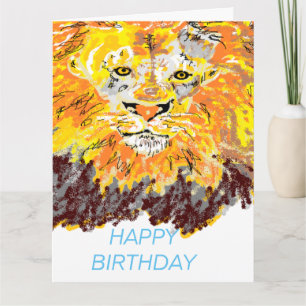 Folded Greeting Card : Birthday Lion