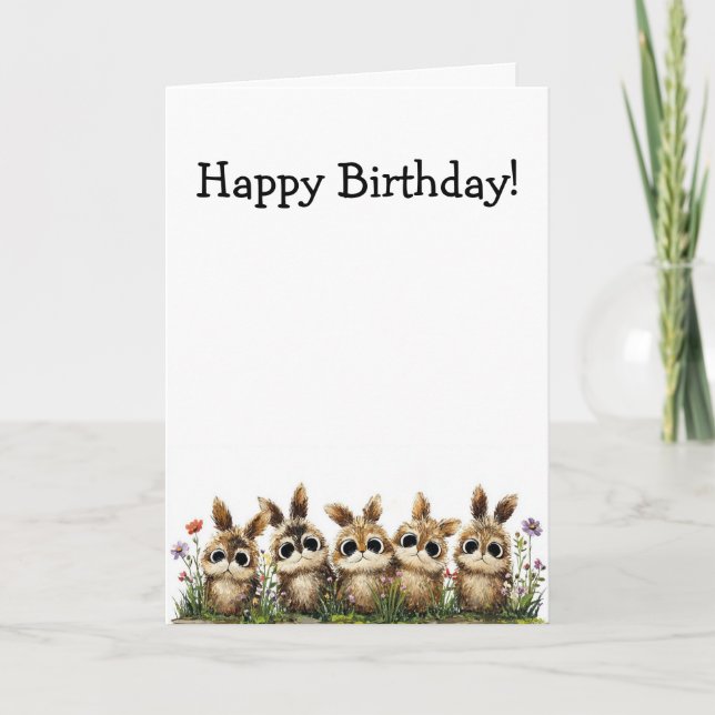 Folded Greeting Card-Customizable-Bunnies Card (Front)
