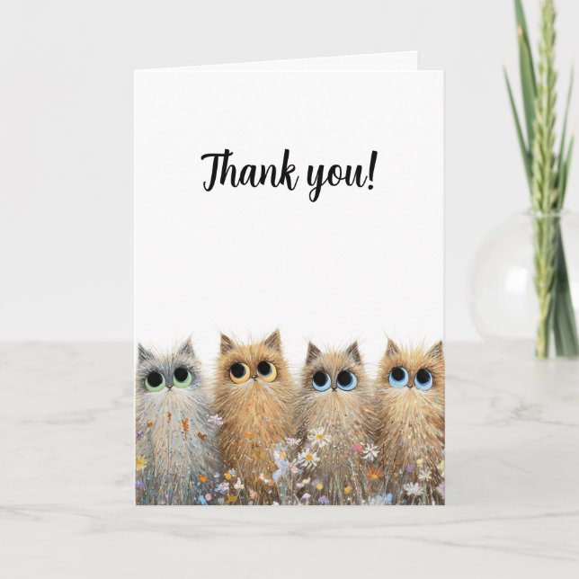 Folded Greeting Card-Customizable Text-Cat Design Card (Front)