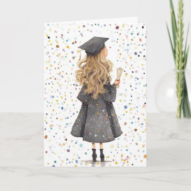 Folded Greeting Card-Girl Graduation Card (Front)