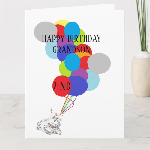 Folded Greeting Card HAPPY 2ND BIRTHDAY GRANDSON