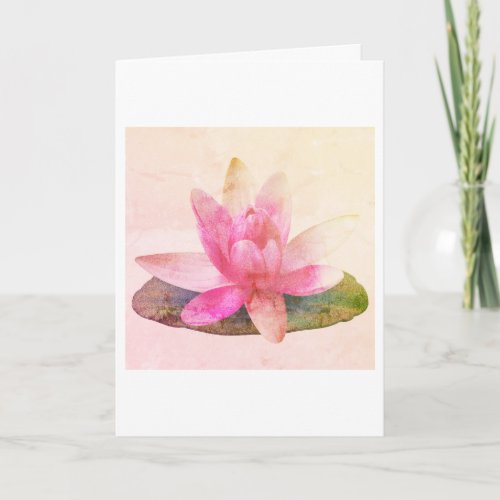 FOLDED GREETING CARD  PINK LOTUS