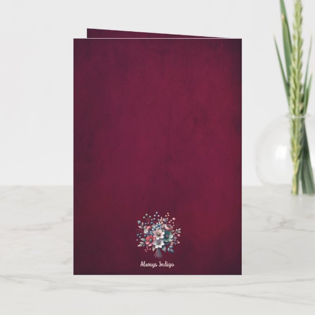 Folded Greeting Card, Raspberry Magnolia  Card (Back)