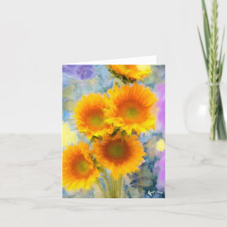 Folded Greeting Card: Sunflower Joy Letterpress Thank You Card