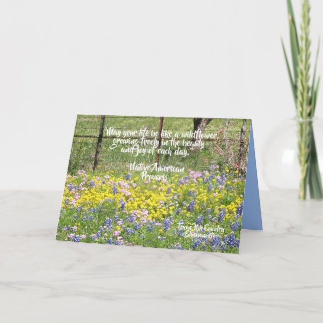 Folded Greeting Card Texas Wildflowers Quote (Front)