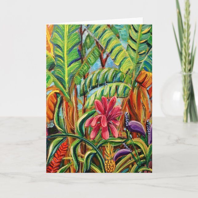 Folded Greeting Card Tropical Garden (Front)