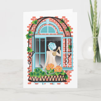 Folded Greeting Card 'Watering Plants'