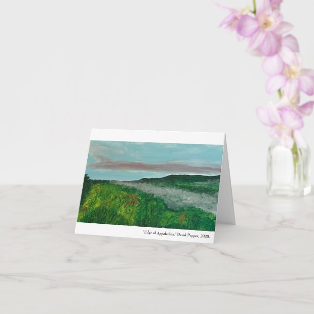 Folded greeting card with Appalachian landscape (Orchid)