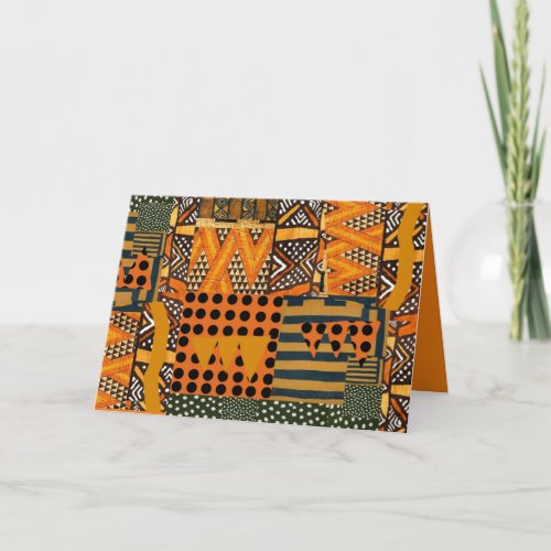folded greeting card with bold african design