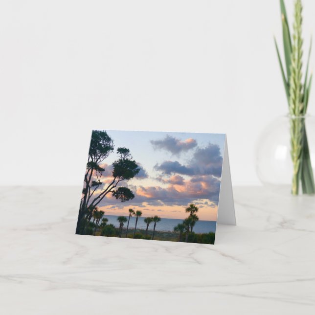 Folded greeting card with photo of sunset (Front)