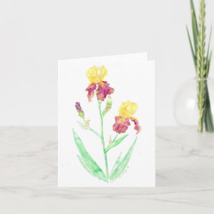 Folded greeting card with watercolor painting