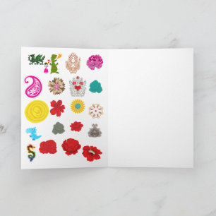 Folded Greeting Cards Floral Dragon Art