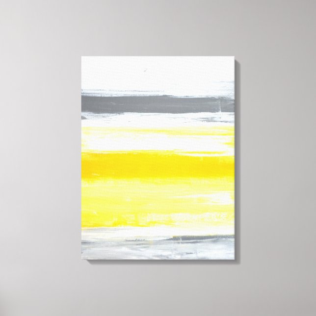 'Folded' Grey and Yellow Abstract Art Canvas Print (Front)