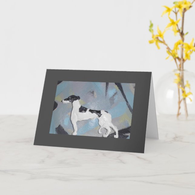 Folded Greyhound Blank Greeting Card (Yellow Flower)