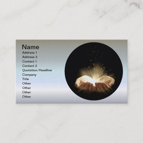 Folded Hands Holding Light Business Card