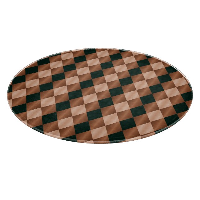 Folded Harlequin,Brown-Black-ROUND CUTTING BOARD (Corner)