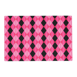 Folded Harlequin,Pink-Black-PAPER PLACE MAT