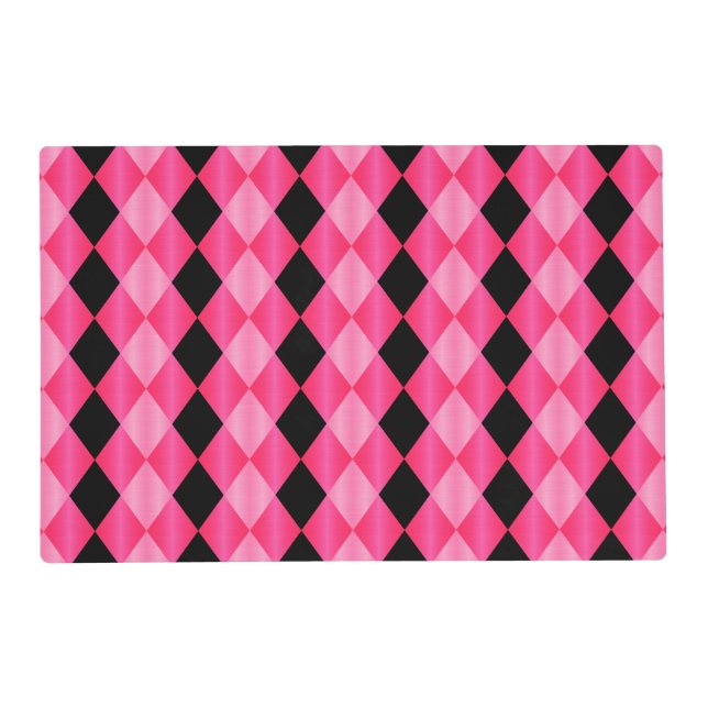 Folded Harlequin,Pink-Black-PAPER PLACE MAT (Front)